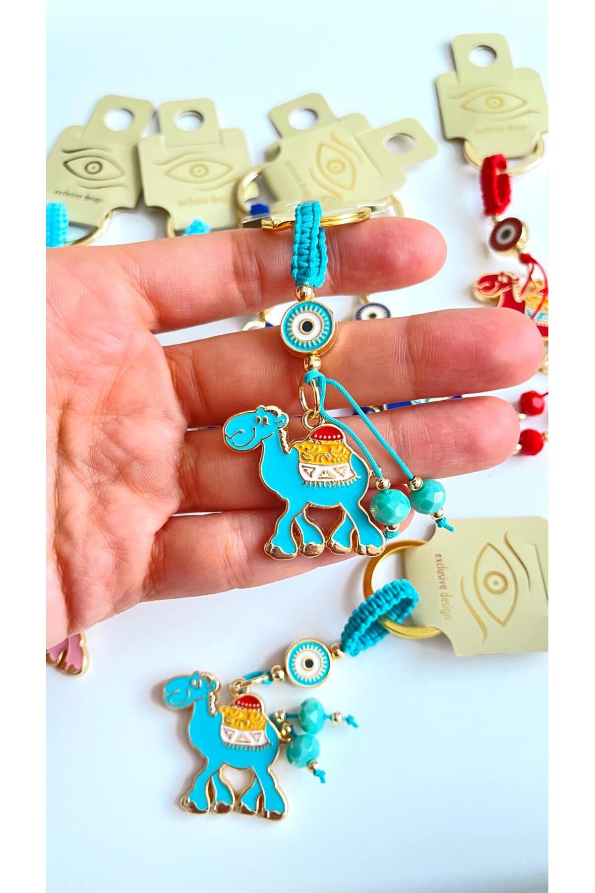 Bella Gold-Plated Animal Charm Keychain - Turquoise Camel Design