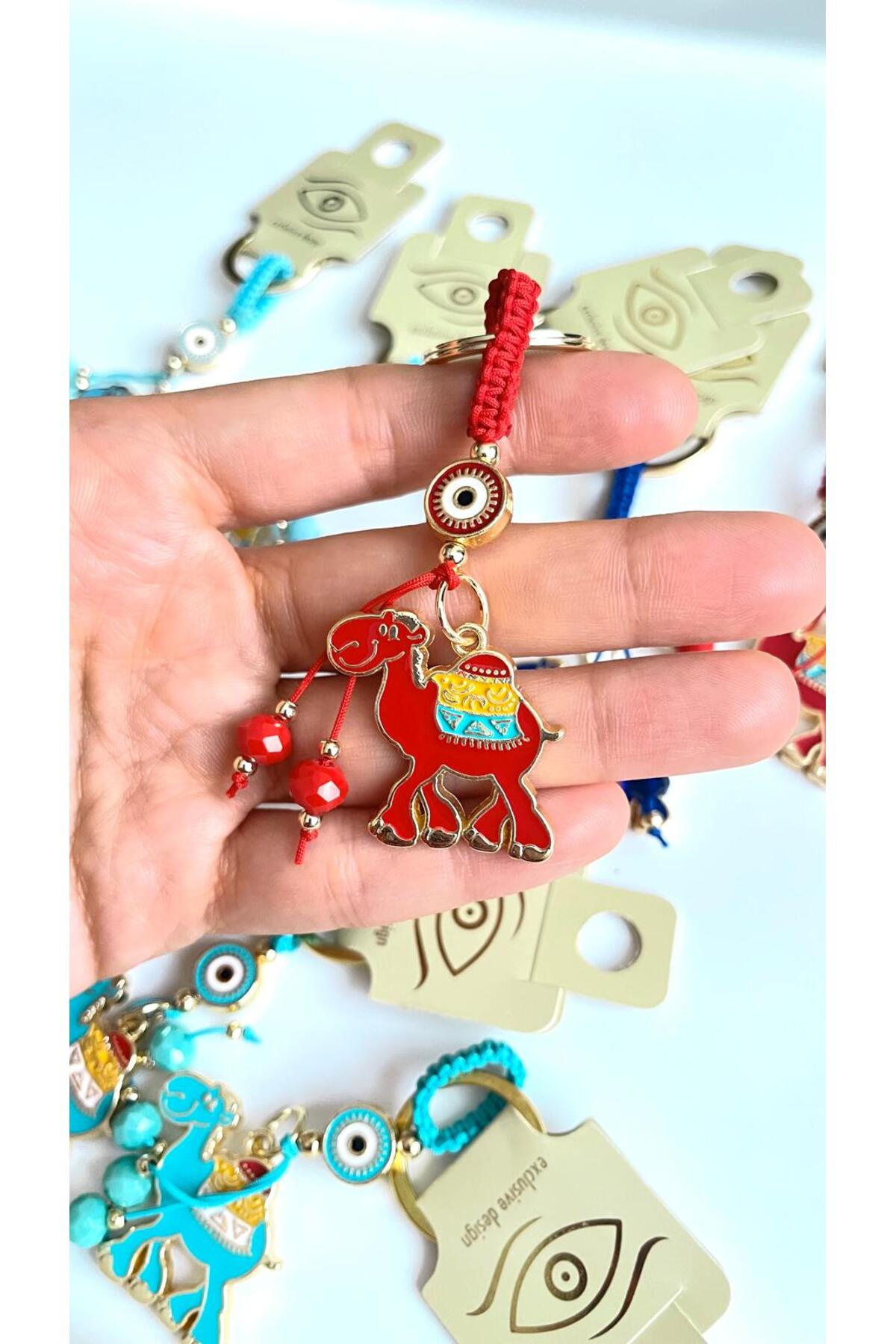 Bella Gold-Plated Animal Charm Keychain - Red Camel Design