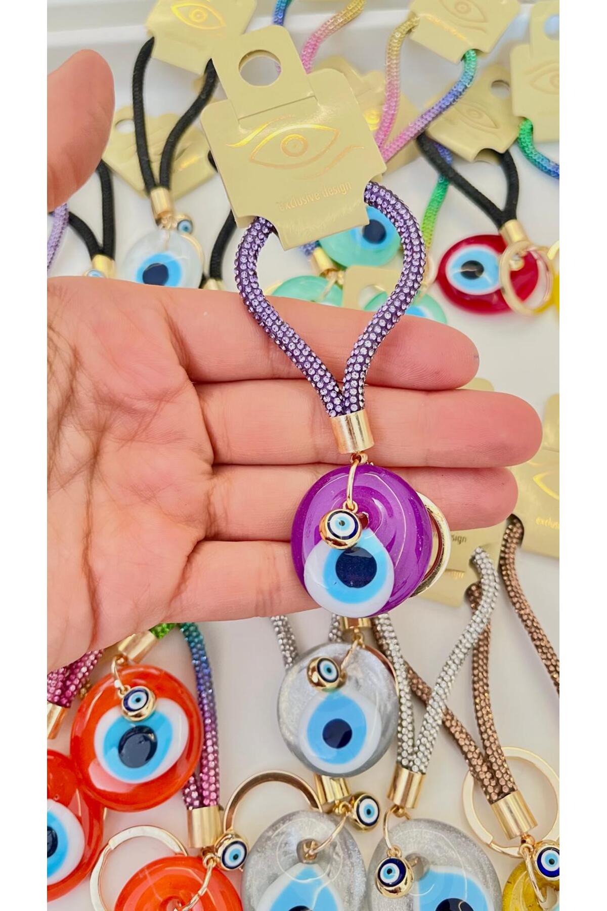 Meredith Glass Evil Eye Cord Charm - Purple