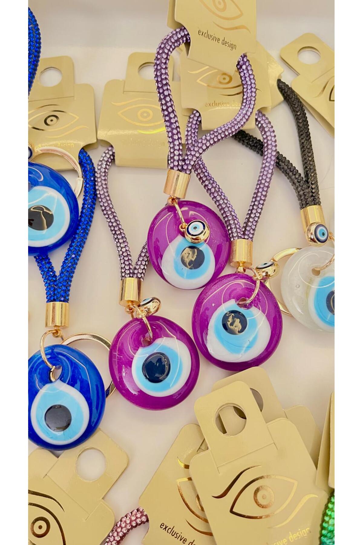 Meredith Glass Evil Eye Cord Charm - Purple