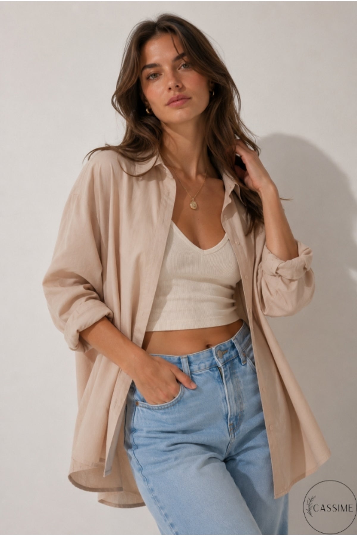 Melissa Women's Oversized Longline Shirt - Cream