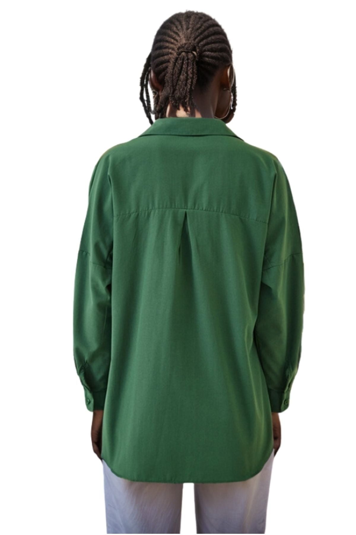 Melissa Women's Oversized Longline Shirt - Emerald and Green