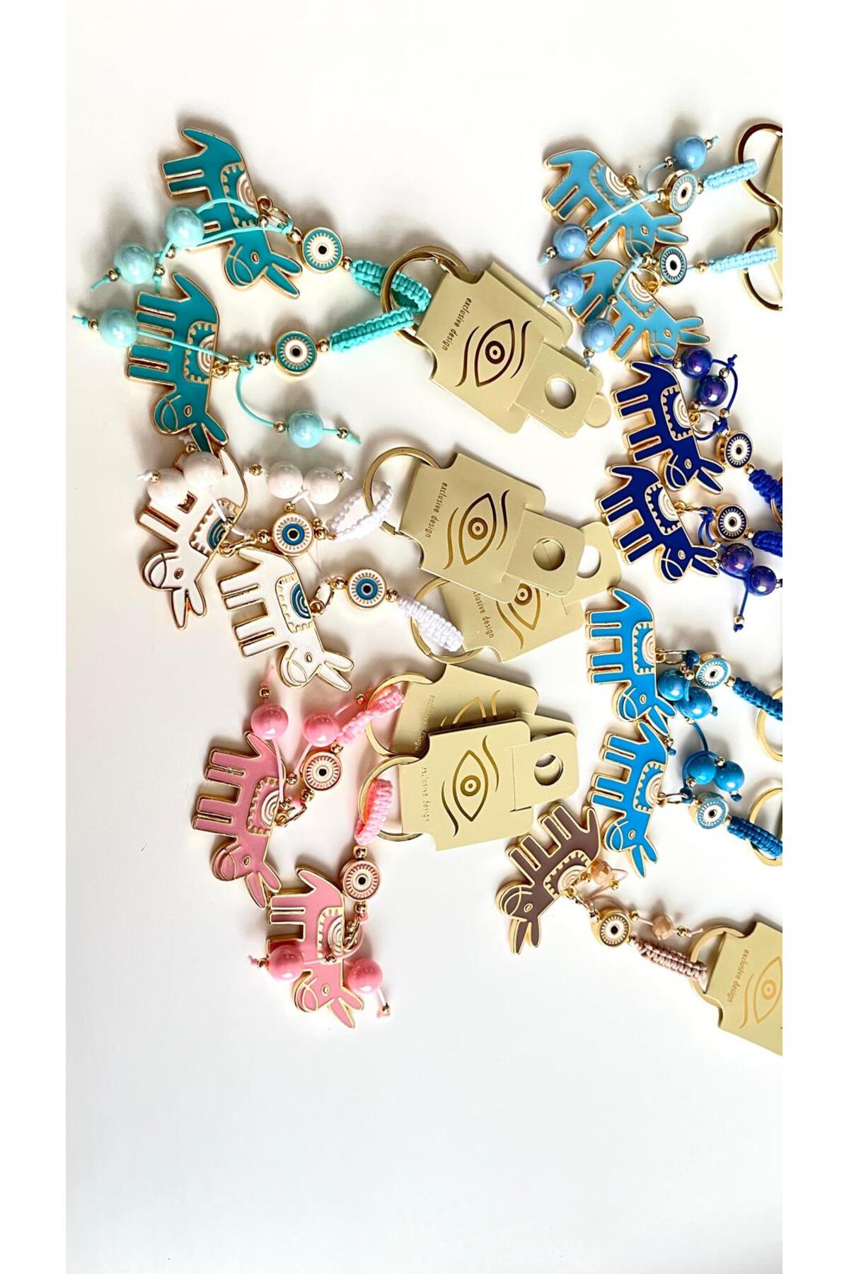 Bella Gold-Plated Animal Charm Keychain - Turquoise Donkey Design