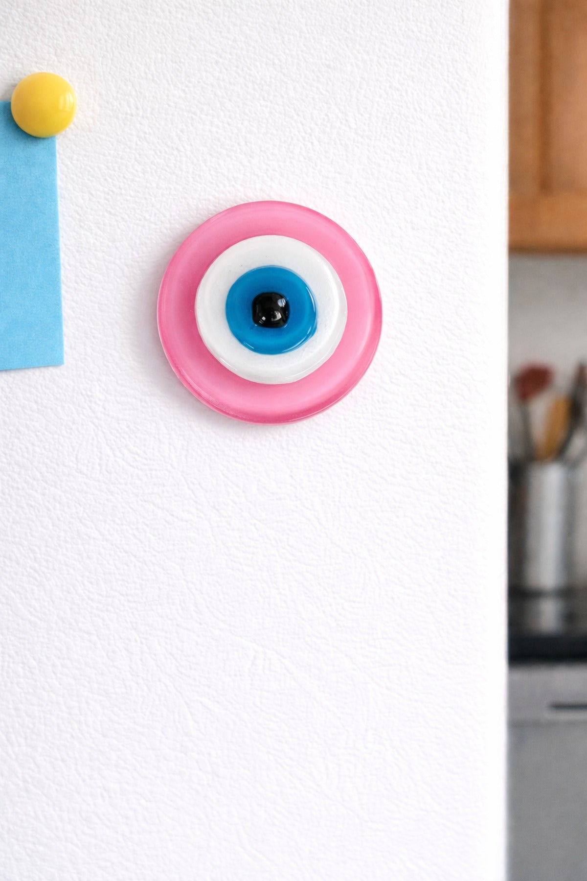 Margaret Fused Glass Evil Eye Magnet - Pink Glass Magnet