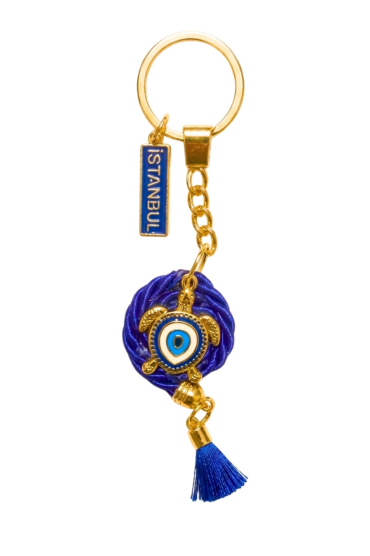 Mary Istanbul Evil Eye Tassel Keychain - Navy