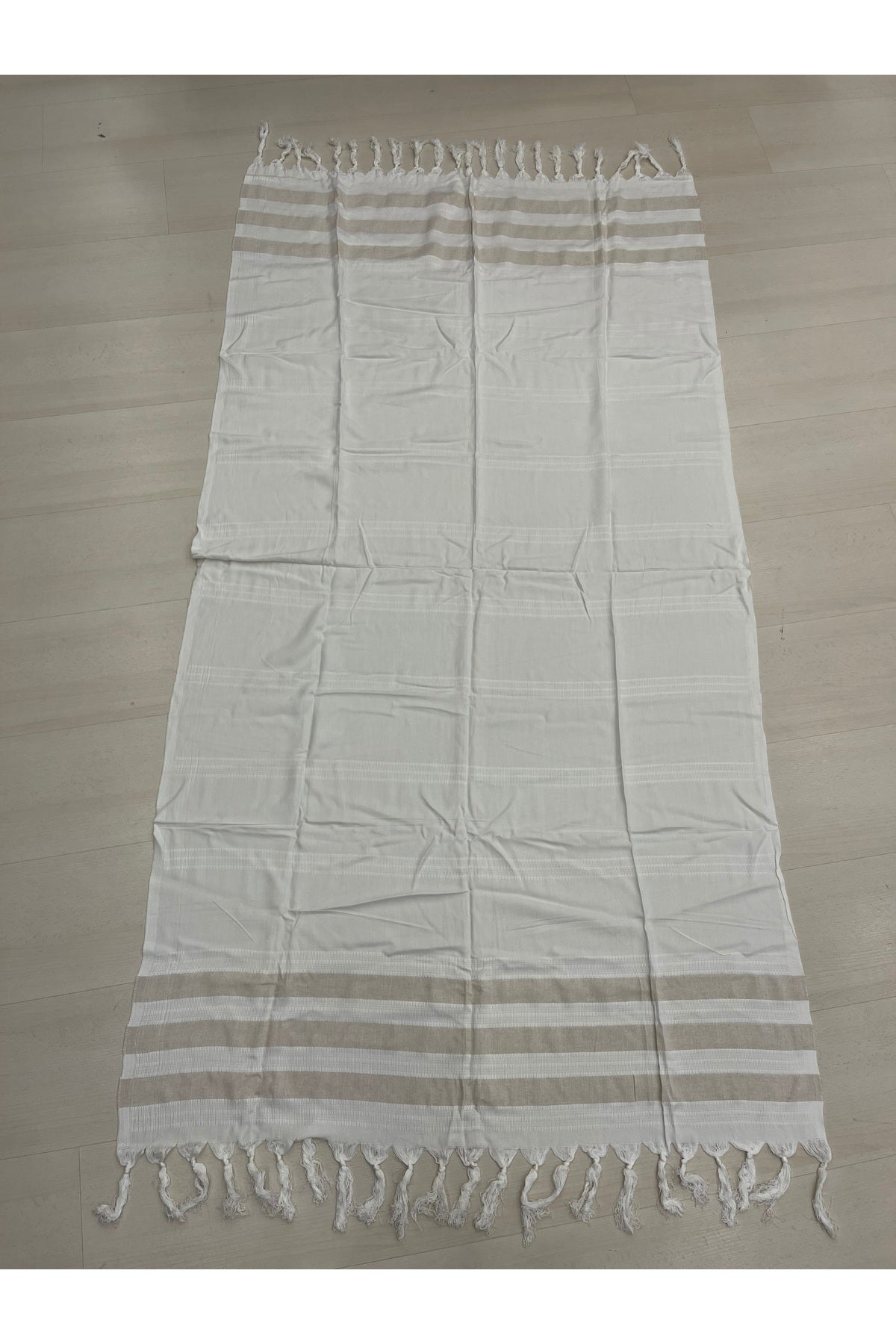 Mia Cotton Turkish Peshtemal Beach Towel - Stone Striped