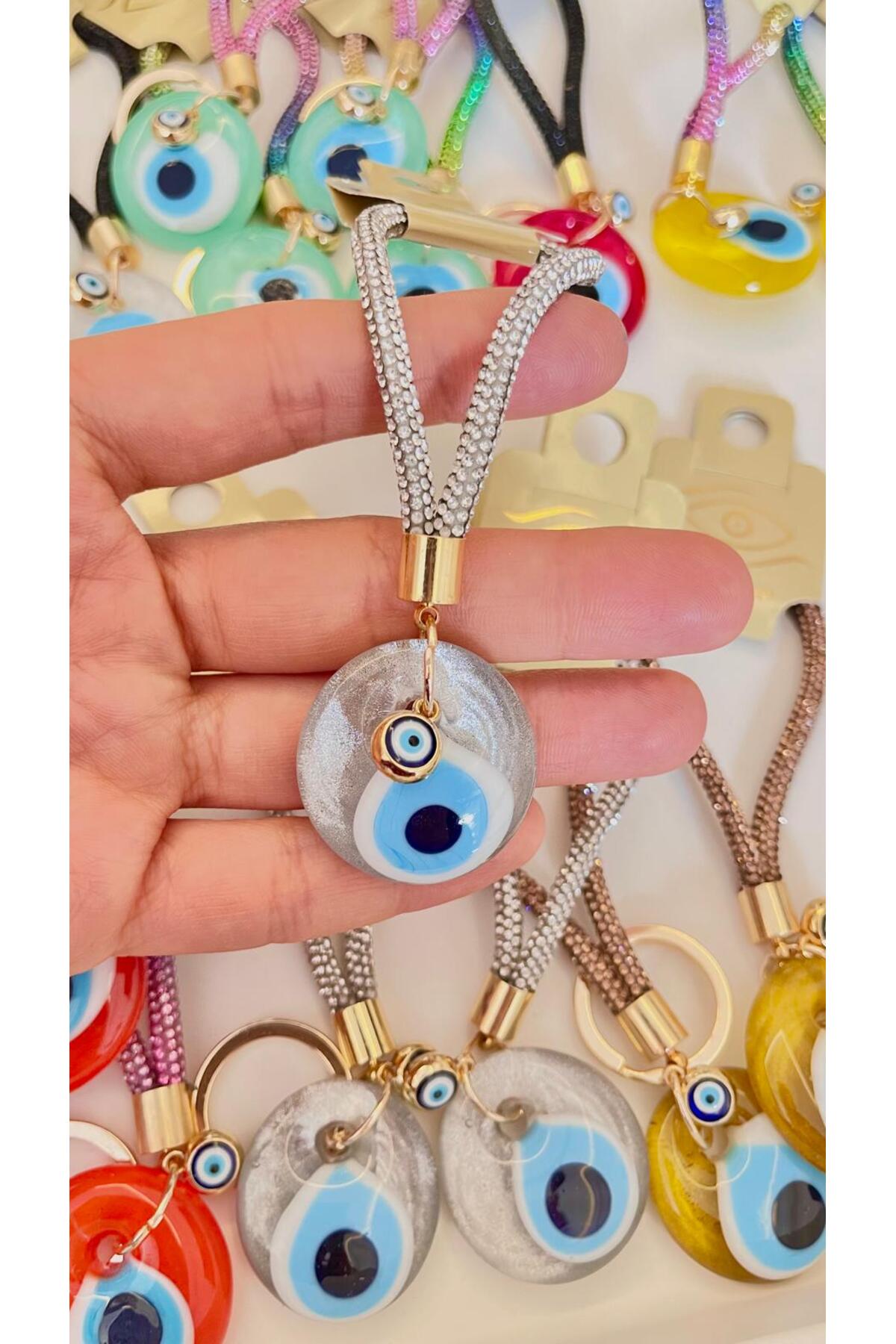Meredith Glass Evil Eye Cord Charm - Silver-Tone
