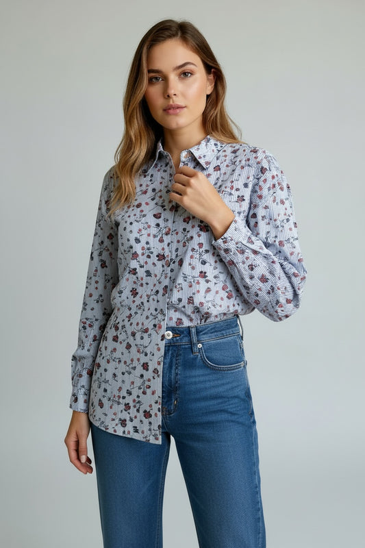 Patricia Women's Shirt - Blue Floral