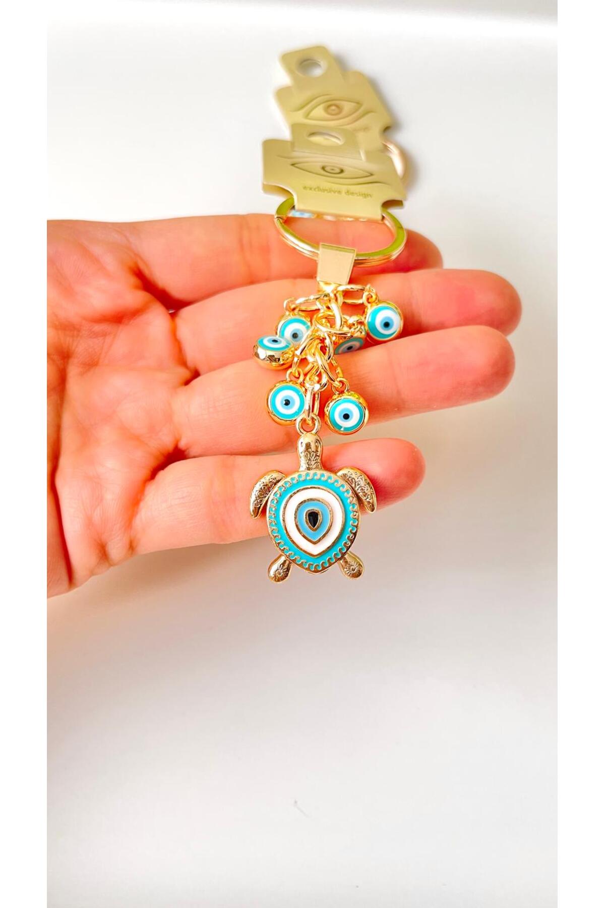 Madeleine Dangling Evil Eye Keychain - Turquoise Turtle