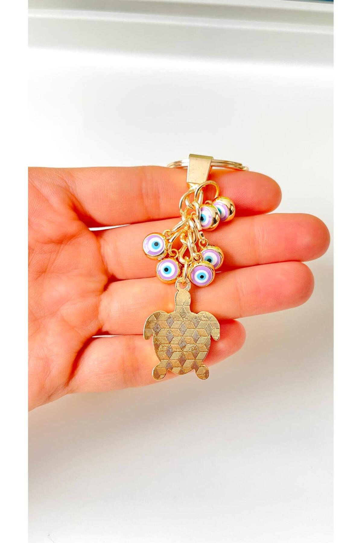 Madeleine Dangling Evil Eye Keychain - Lilac