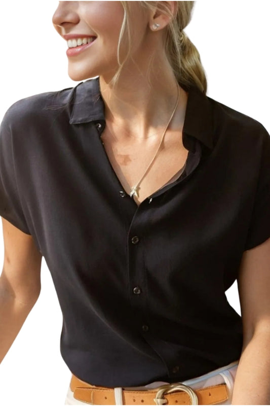Esme Women's Viscose Short Sleeve Batwing Shirt - Black