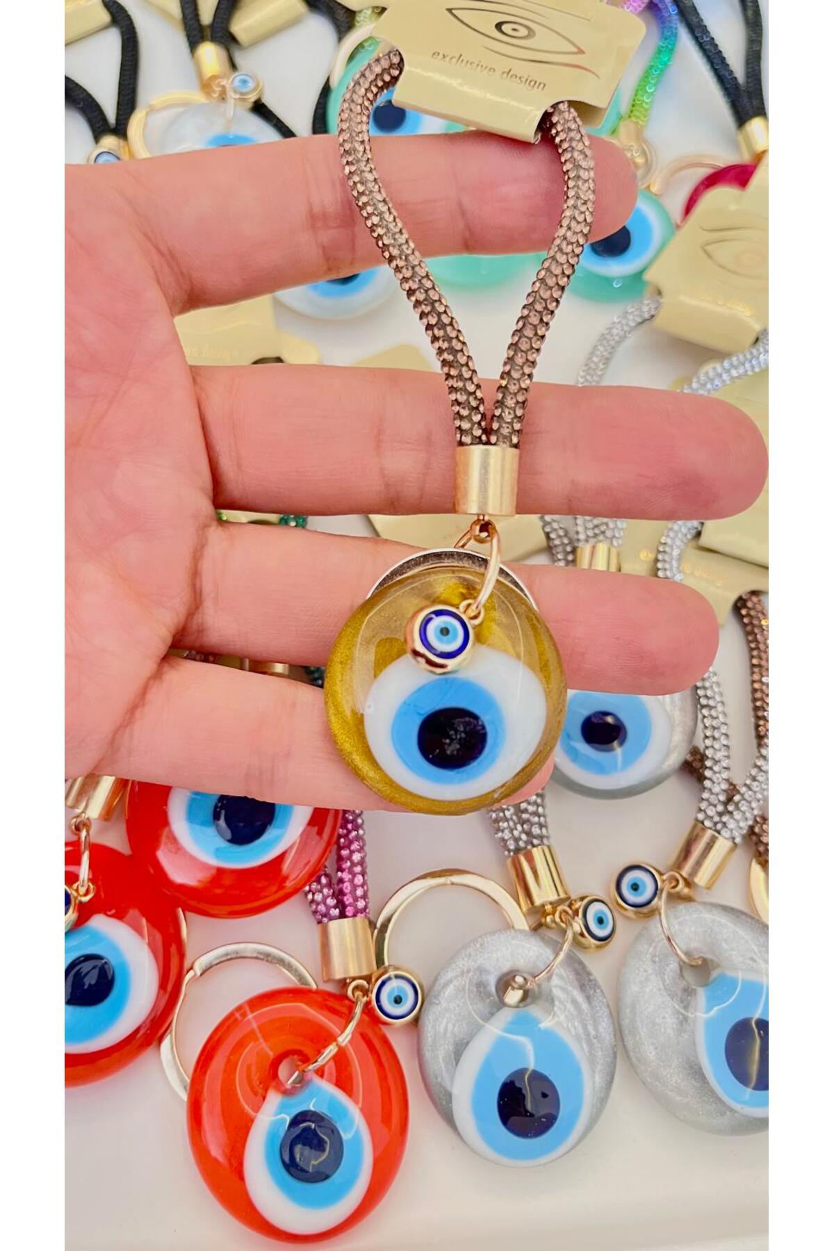 Meredith Glass Evil Eye Cord Charm - Gold