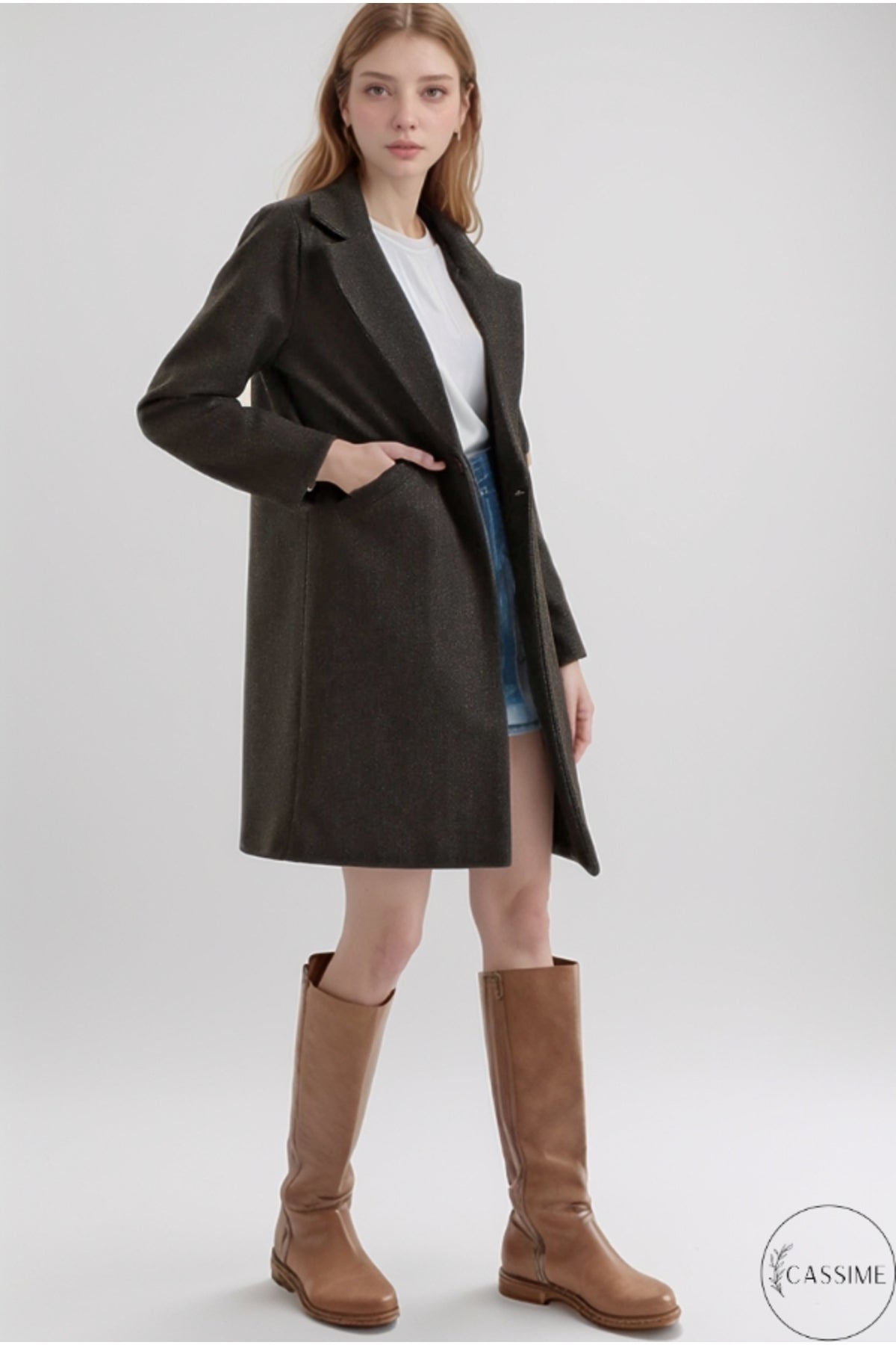 Felicity Women's Felted Fabric Coat - Charcoal