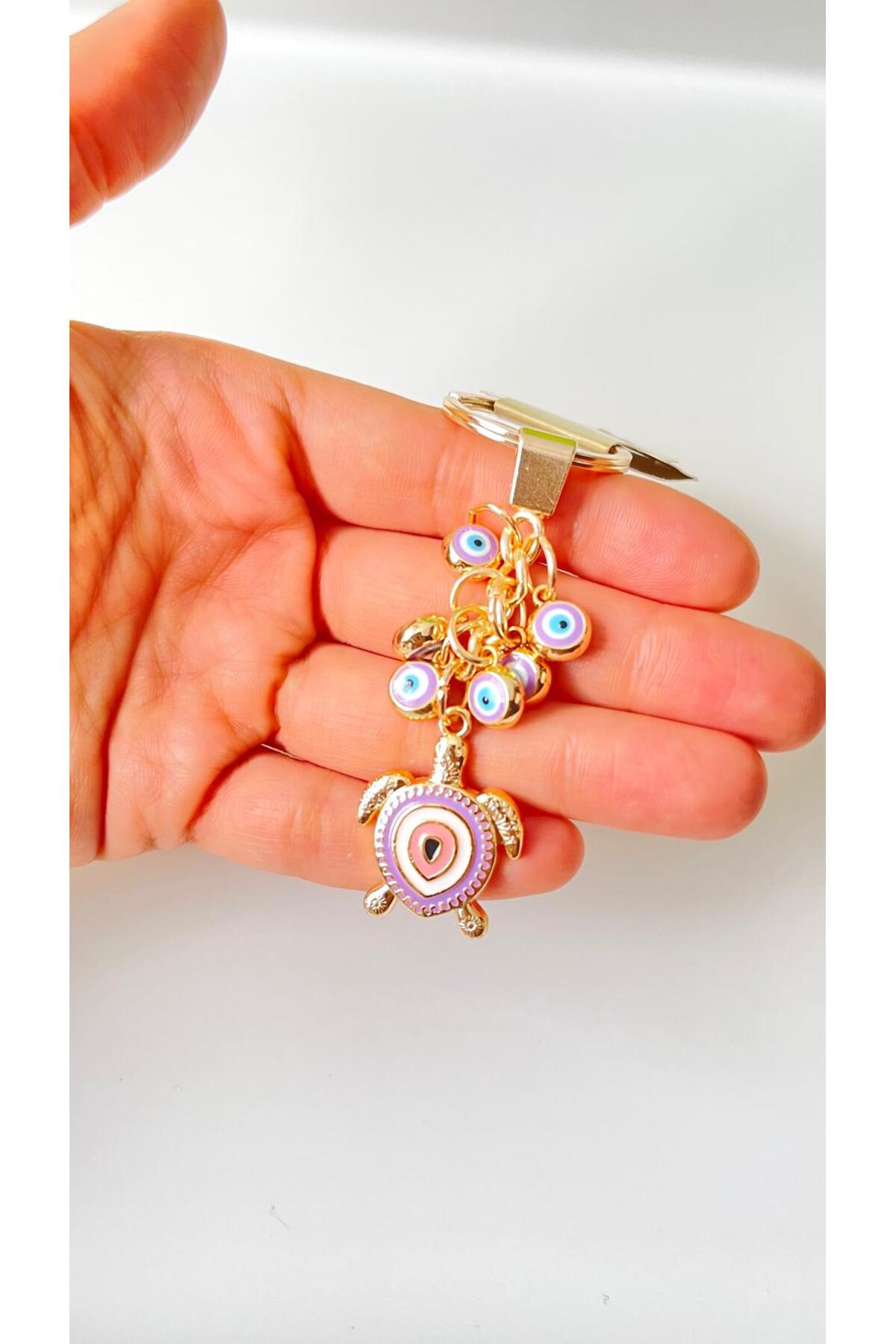 Madeleine Dangling Evil Eye Keychain - Lilac