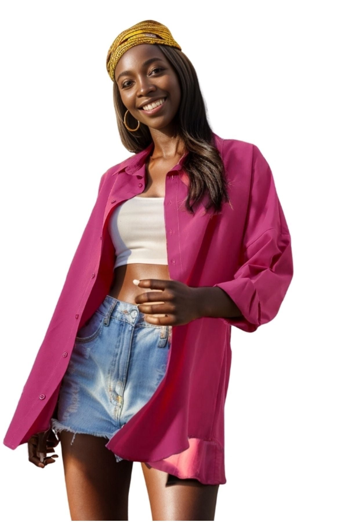 Melissa Women's Oversized Longline Shirt - Fuchsia