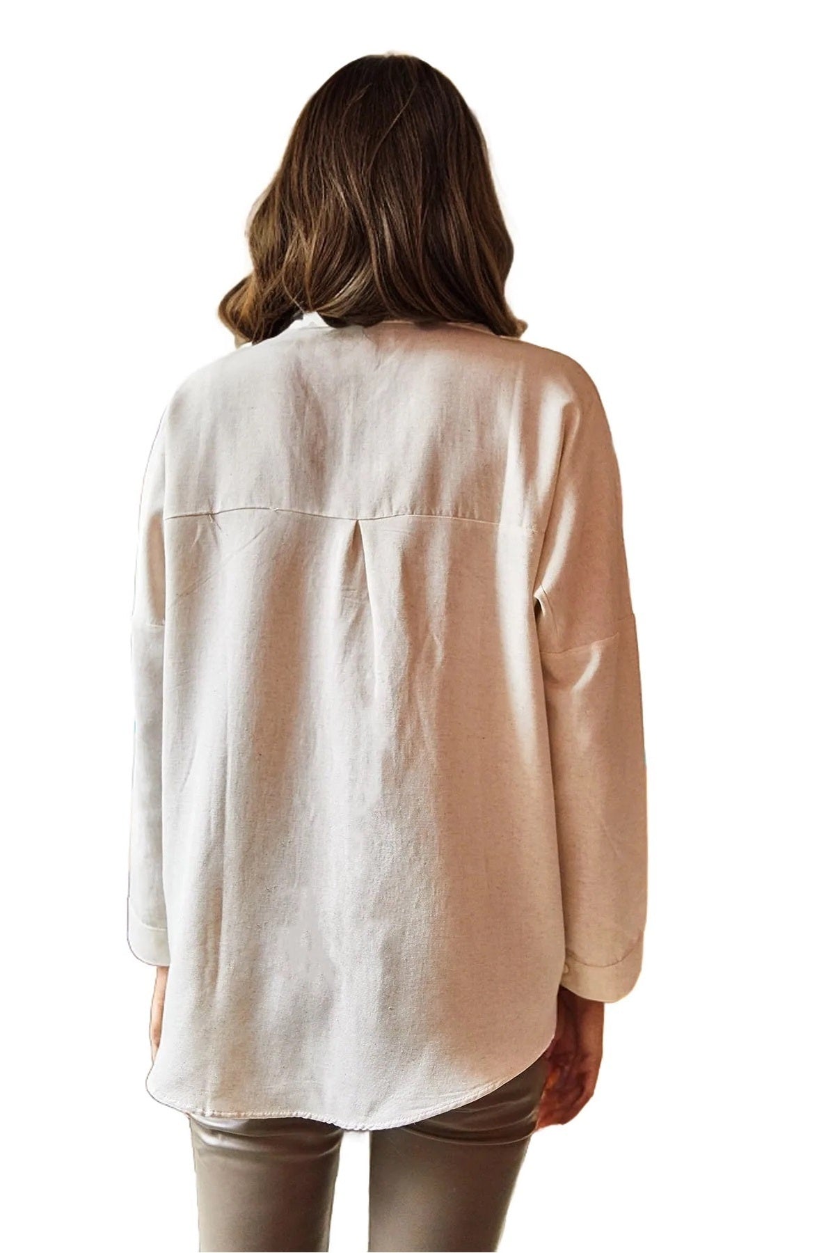 Harriet Women's Oversized Long Sleeve Shirt - Cream