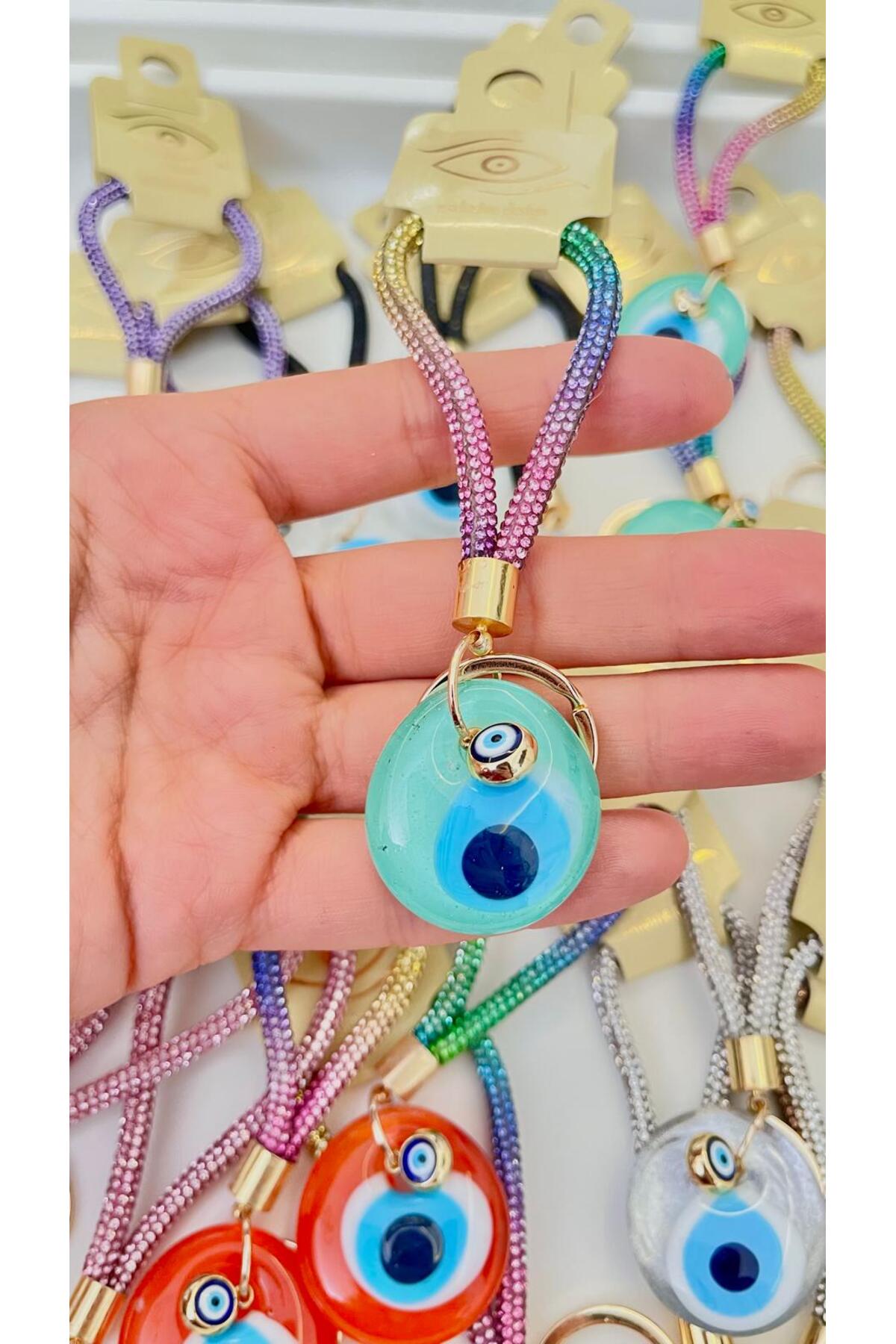 Meredith Glass Evil Eye Cord Charm - Turquoise