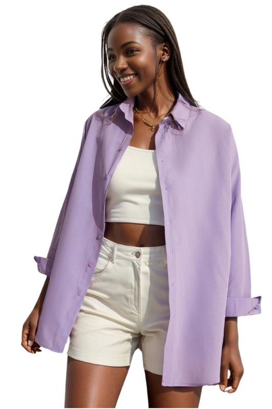 Melissa Women's Oversized Longline Shirt - Lilac
