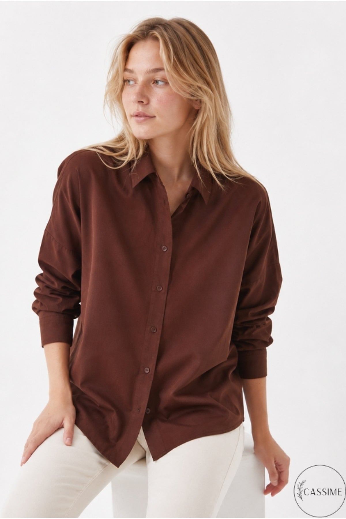 Melissa Women's Oversized Longline Shirt - Brown