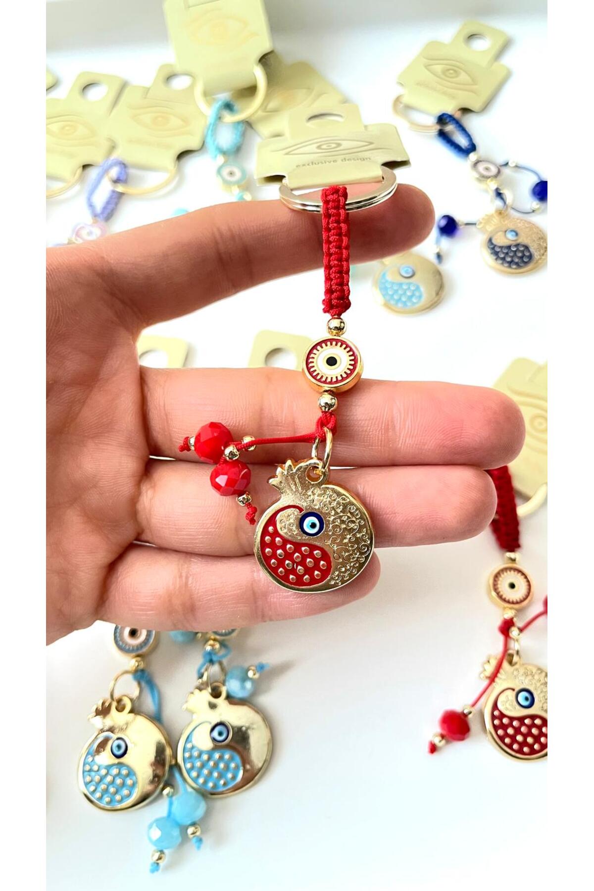 Bella Gold-Plated Animal Charm Keychain - Red Pomegranate Design