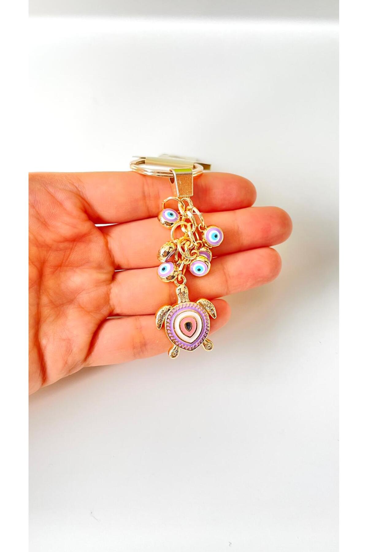 Madeleine Dangling Evil Eye Keychain - Lilac