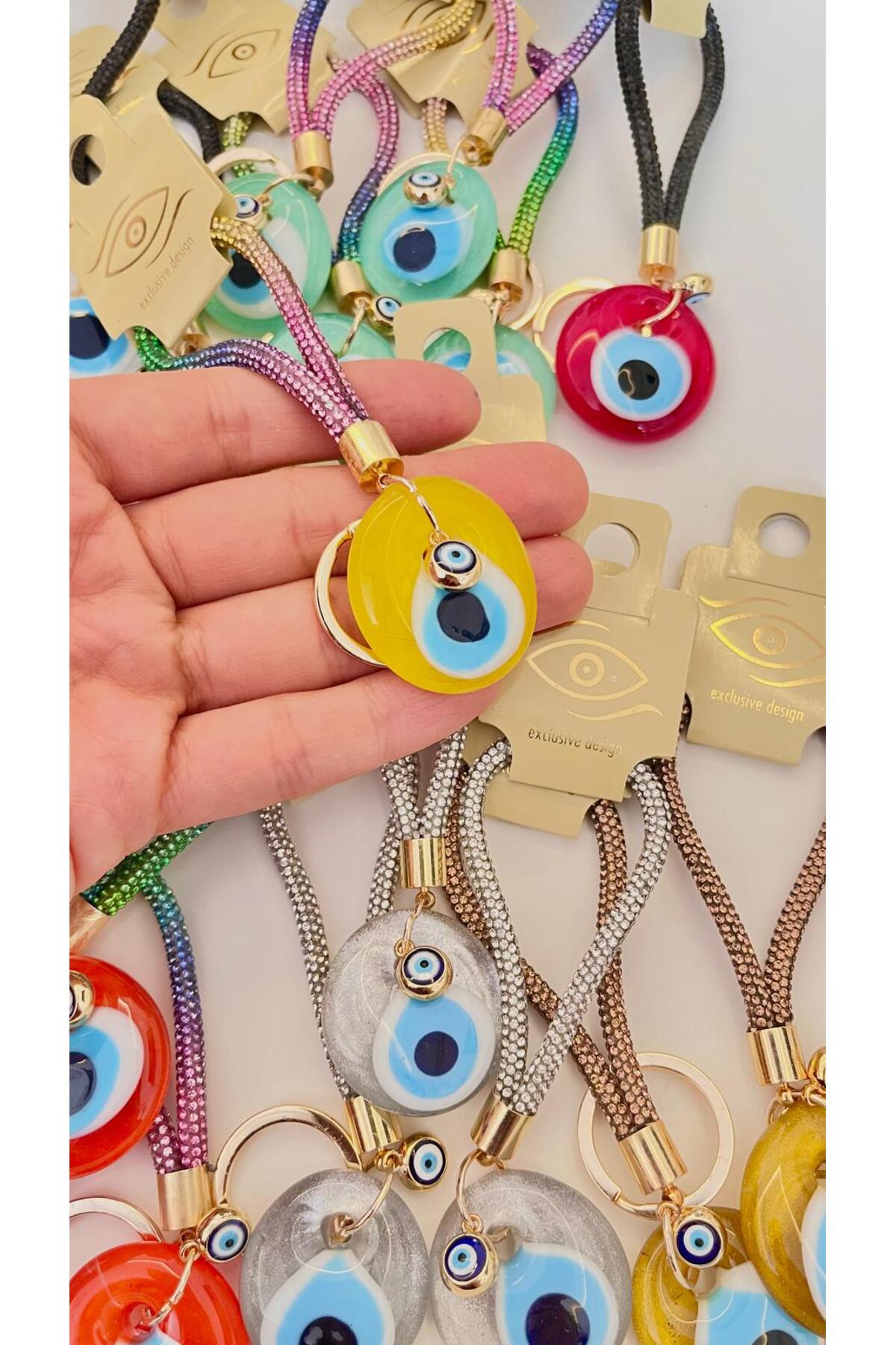 Meredith Glass Evil Eye Cord Charm - Yellow