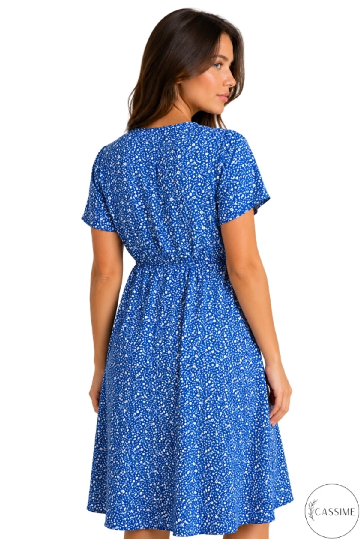 Lily Women's Viscose Boho Print Midi Dress - Blue Boho Print