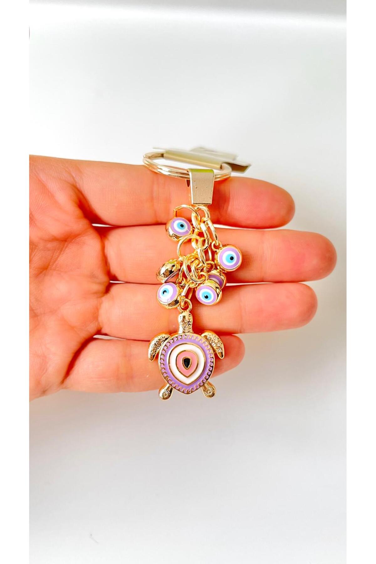 Madeleine Dangling Evil Eye Keychain - Lilac