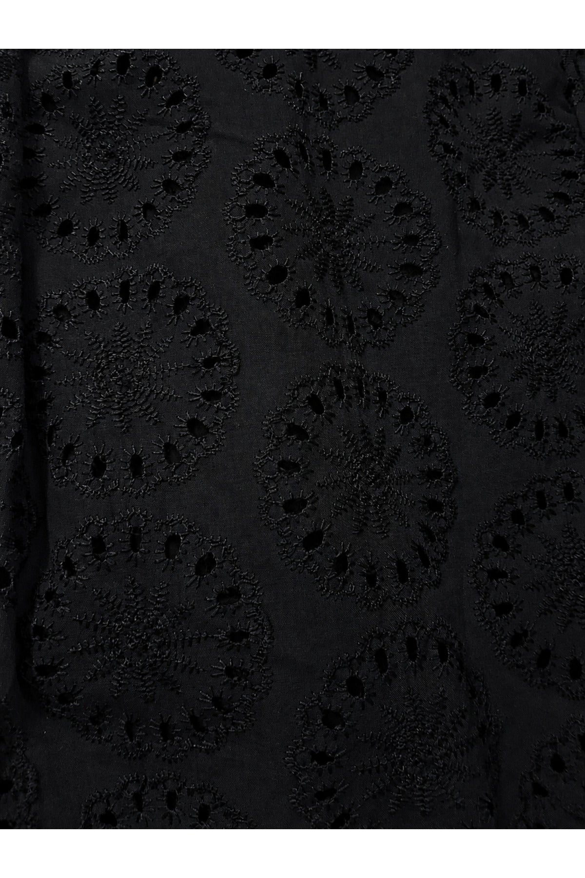 Isla Women's Cotton Embroidered Relaxed Fit Shirt - Black