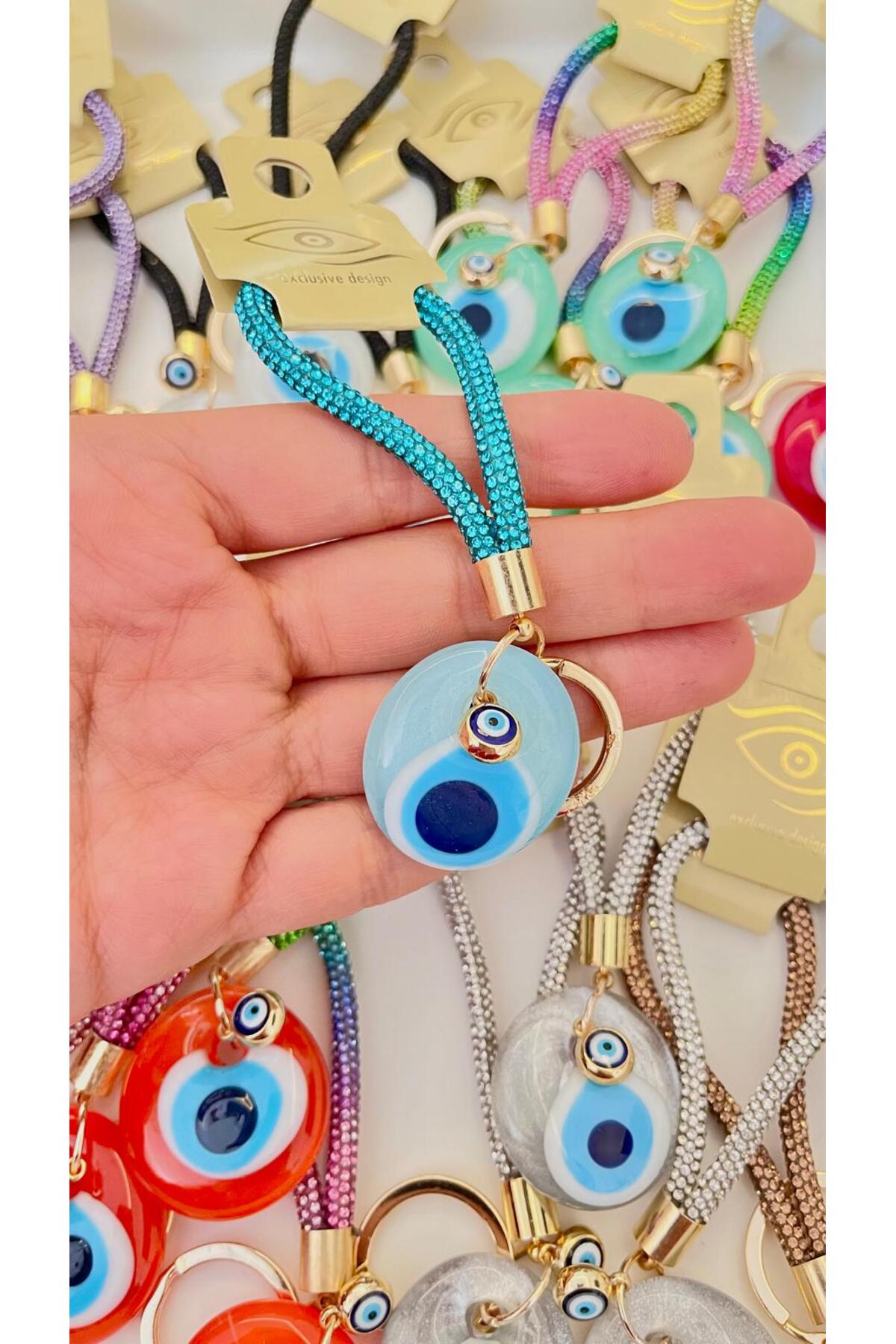 Meredith Glass Evil Eye Cord Charm - Turquoise Cord