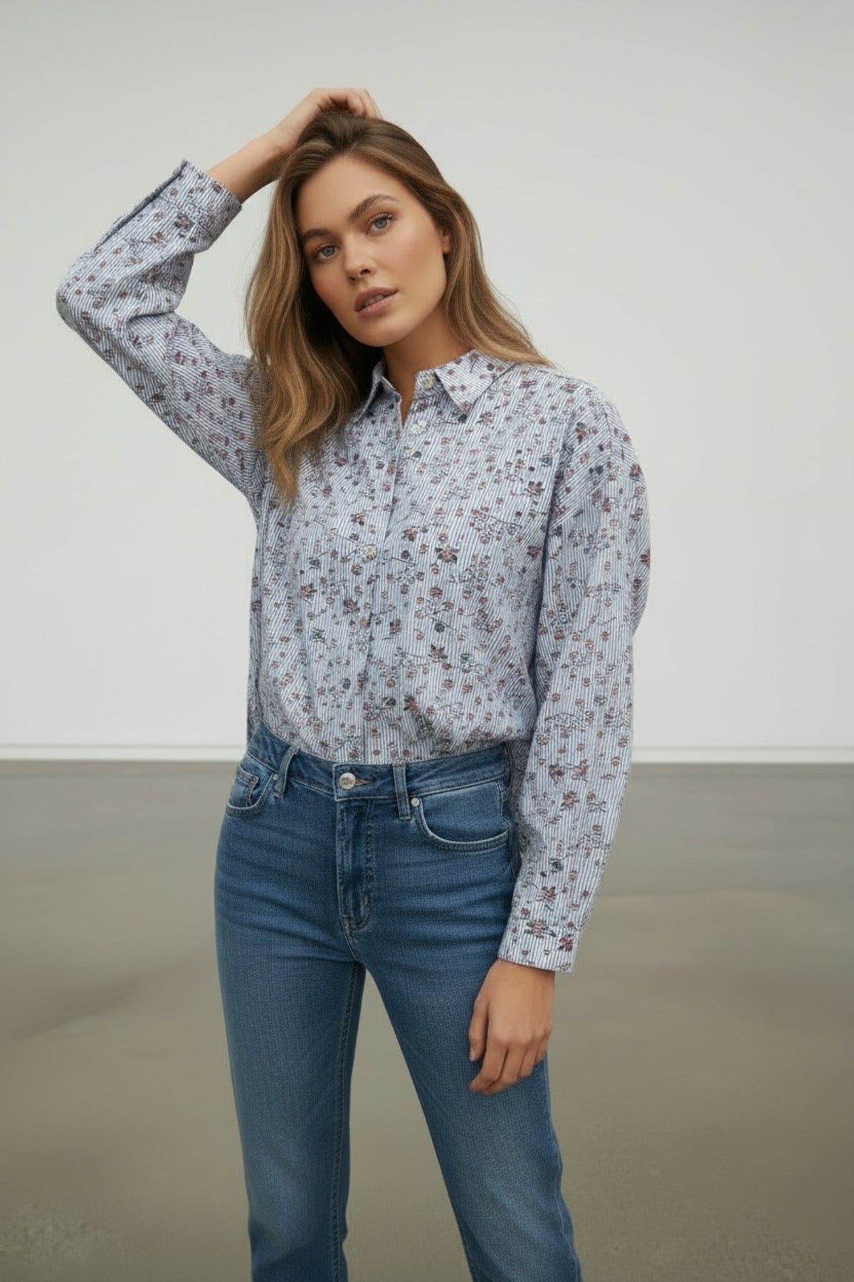 Patricia Women's Shirt - Blue Floral