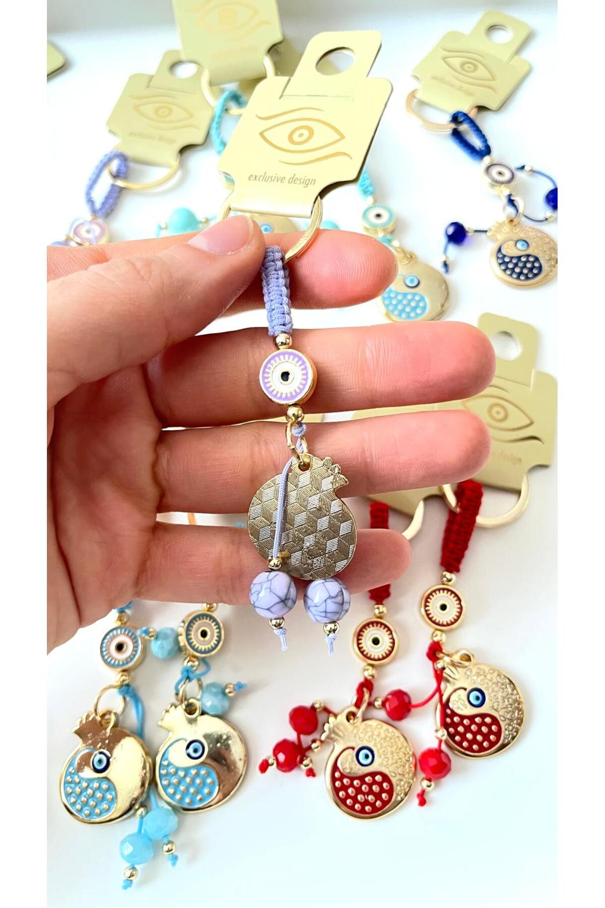 Abigail Silver-Plated Evil Eye Keychain - Red Balloon Design