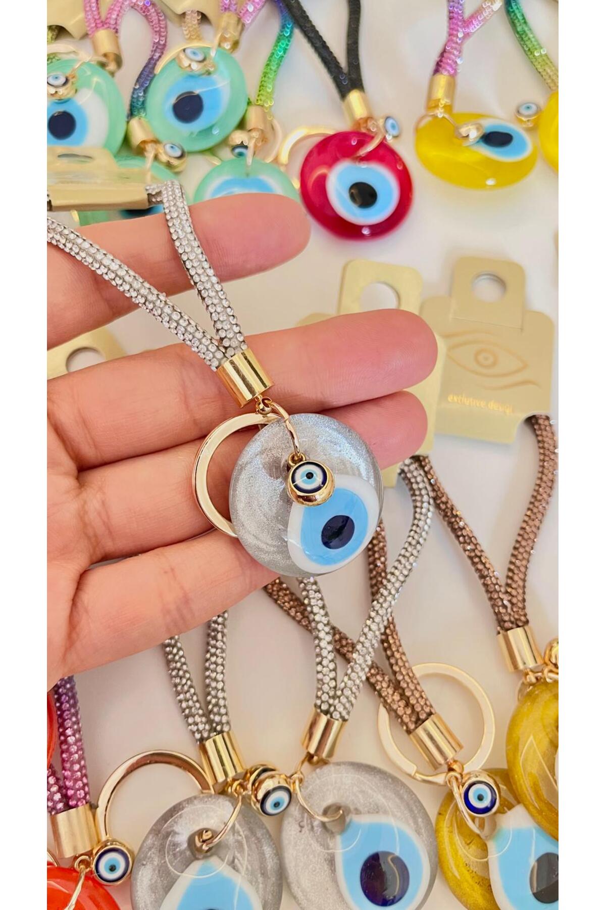 Meredith Glass Evil Eye Cord Charm - Silver-Tone