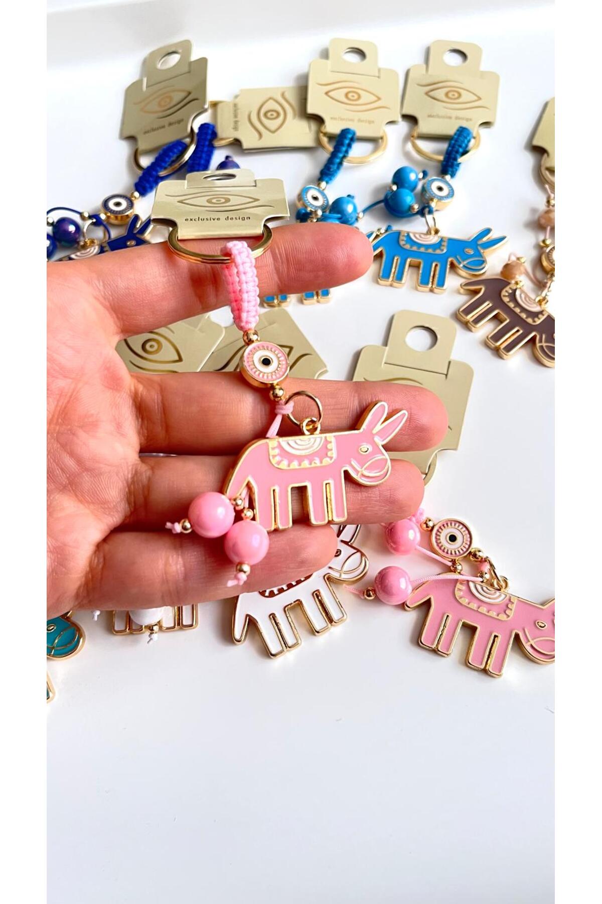 Bella Gold-Plated Animal Charm Keychain - Pink Donkey Design