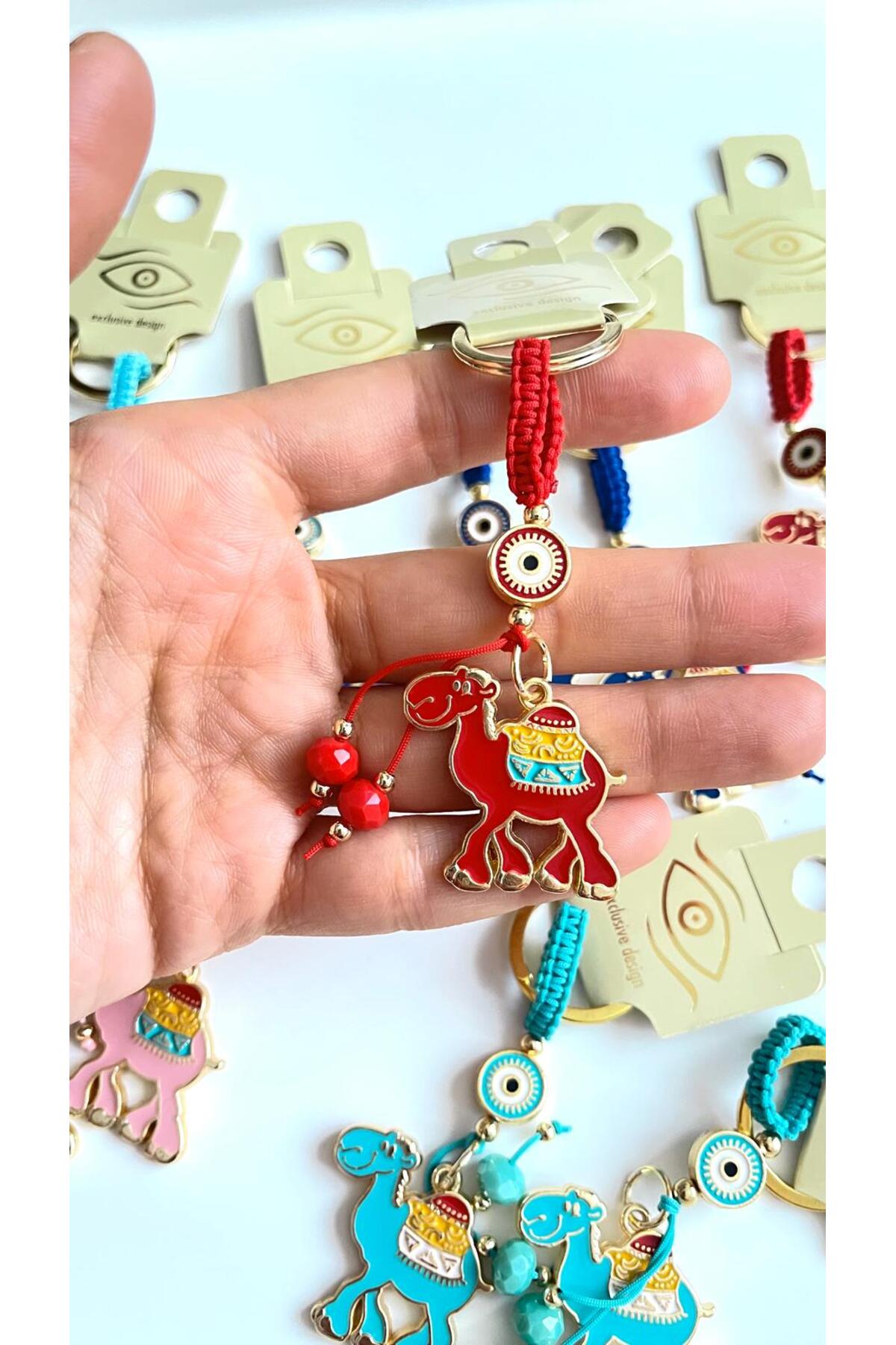 Bella Gold-Plated Animal Charm Keychain - Red Camel Design