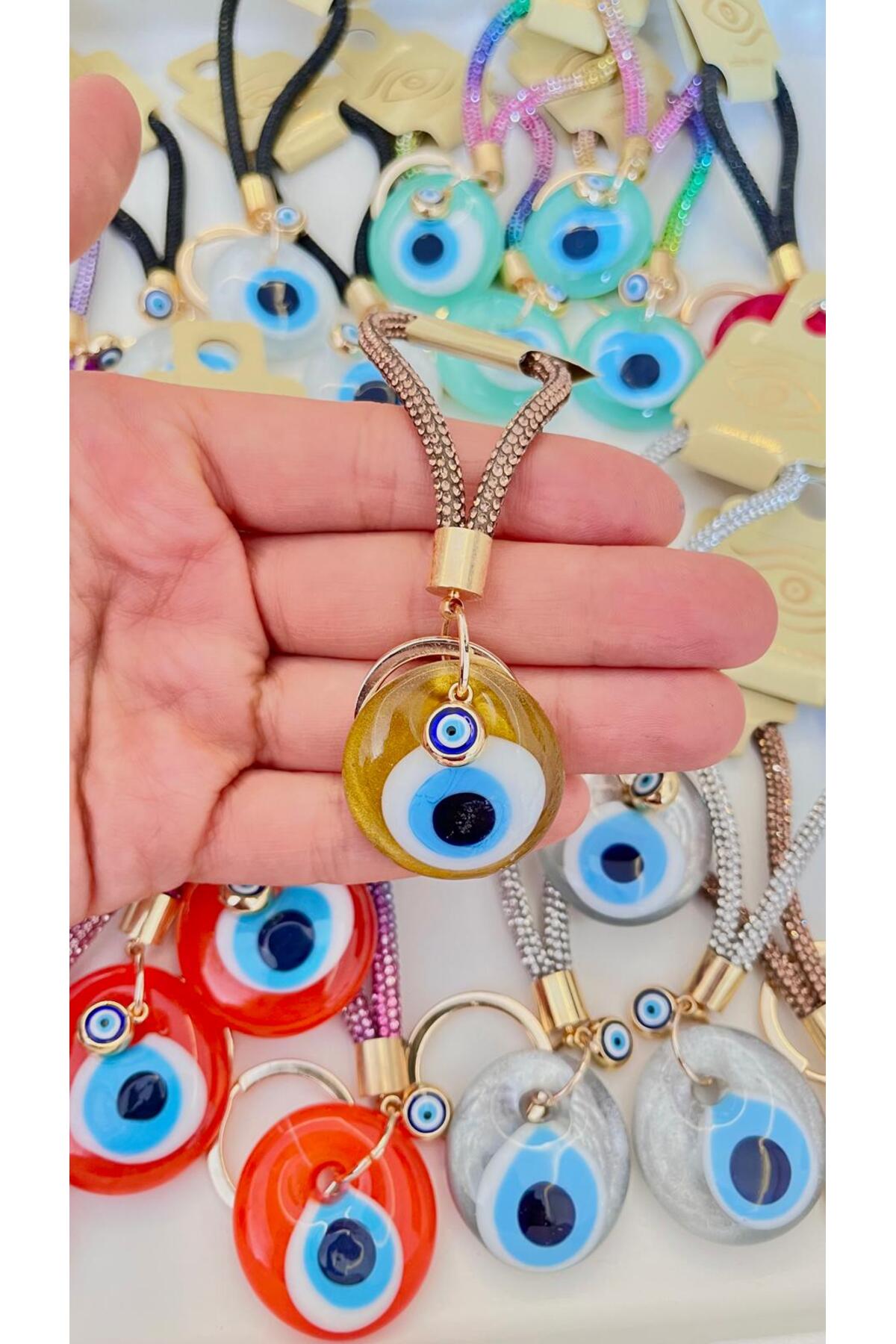 Meredith Glass Evil Eye Cord Charm - Gold