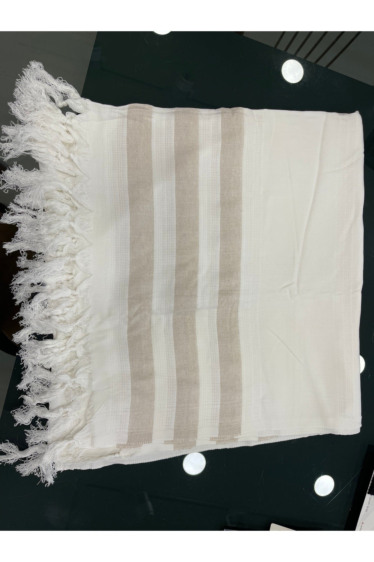 Mia Cotton Turkish Peshtemal Beach Towel - Stone Striped