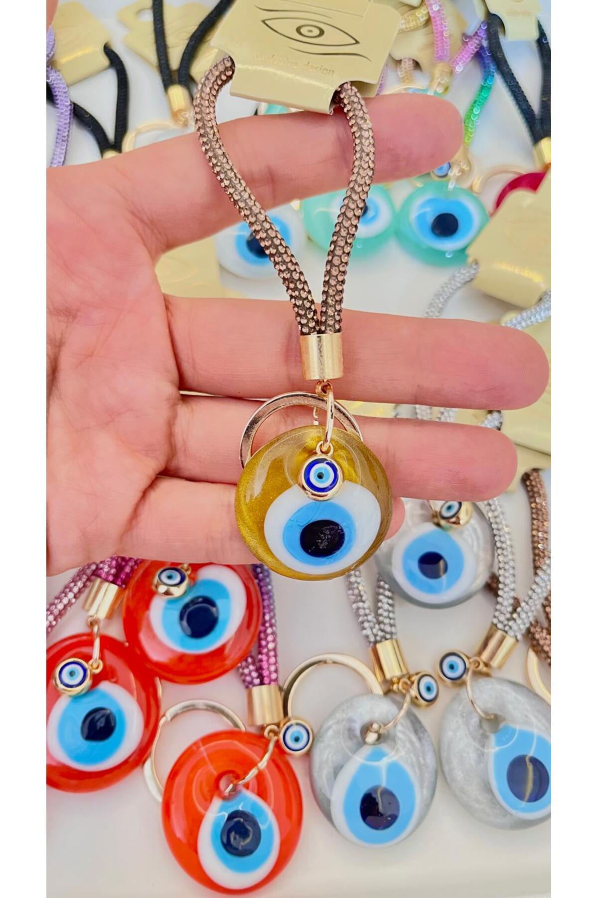 Meredith Glass Evil Eye Cord Charm - Gold