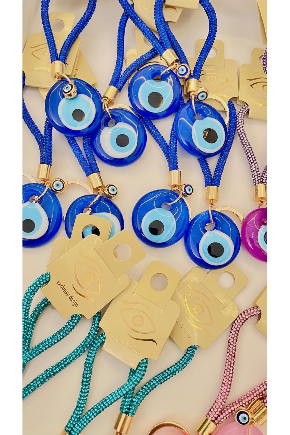 Meredith Glass Evil Eye Cord Charm - Blue Evil Eye Bead