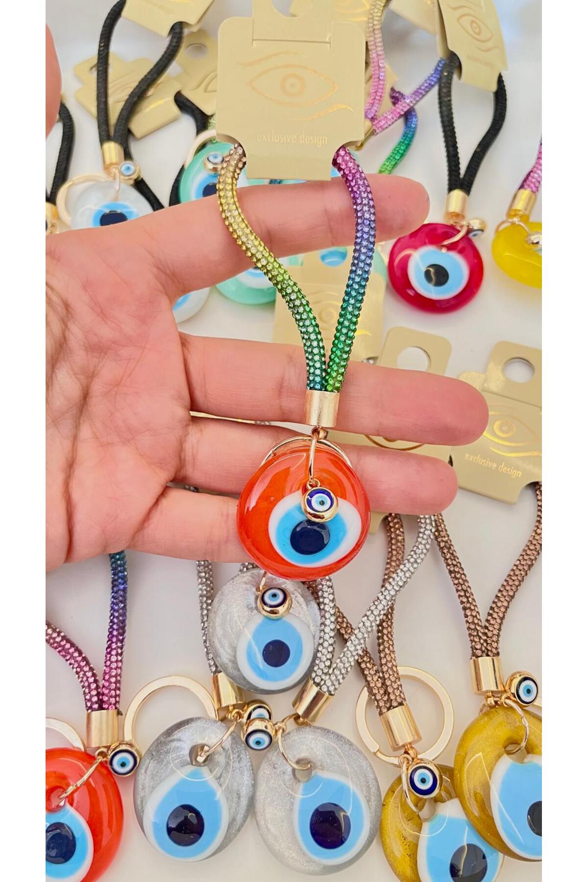 Meredith Glass Evil Eye Cord Charm - Orange