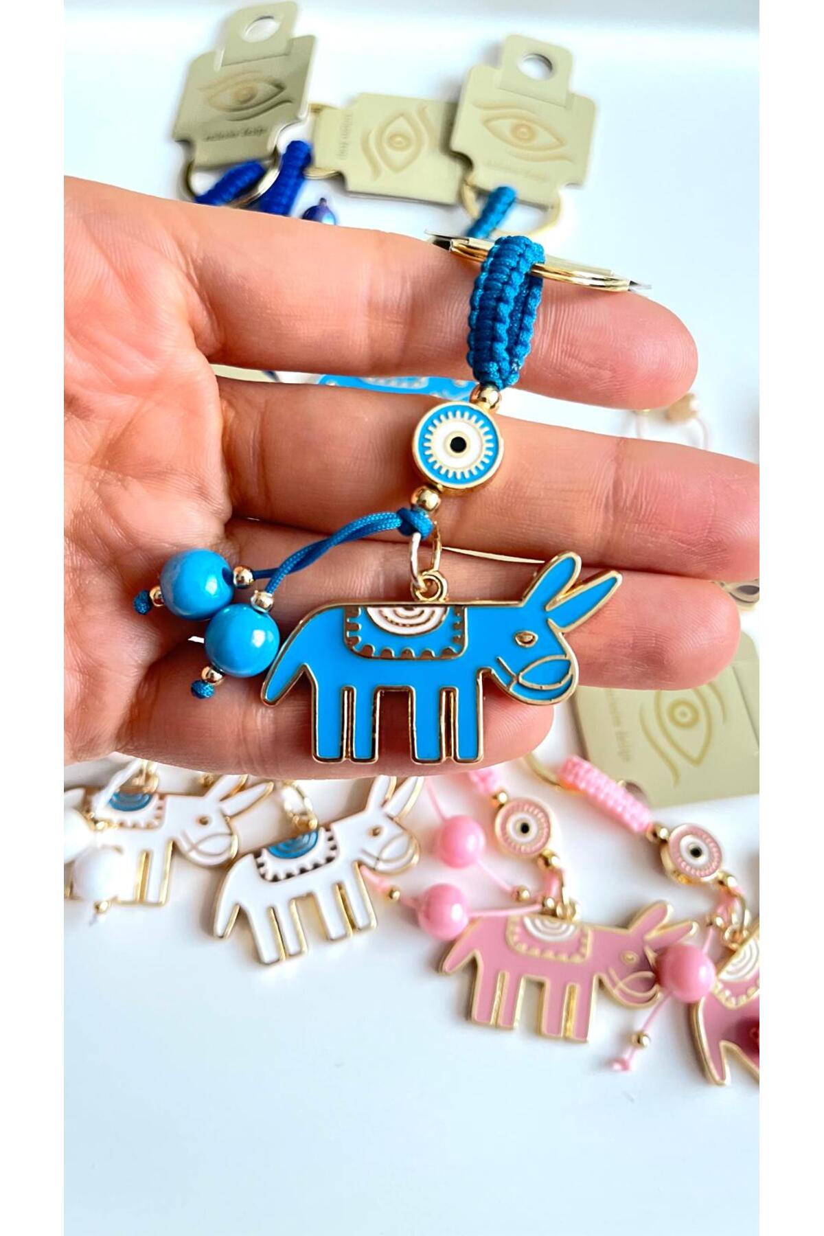 Bella Gold-Plated Animal Charm Keychain - Blue Donkey Design