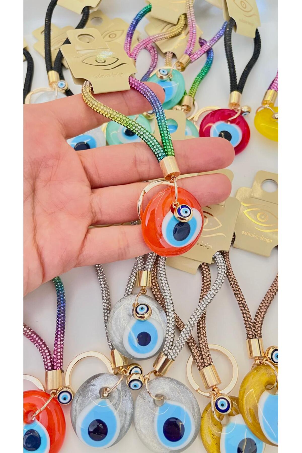 Meredith Glass Evil Eye Cord Charm - Orange