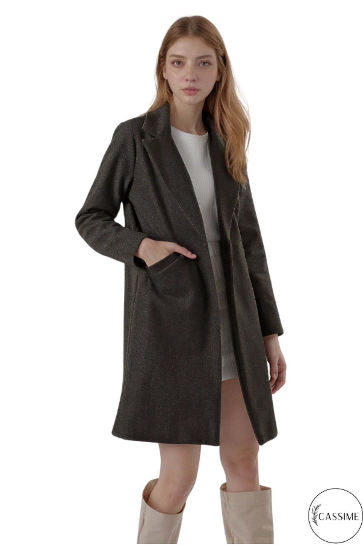 Felicity Women's Felted Fabric Coat - Charcoal