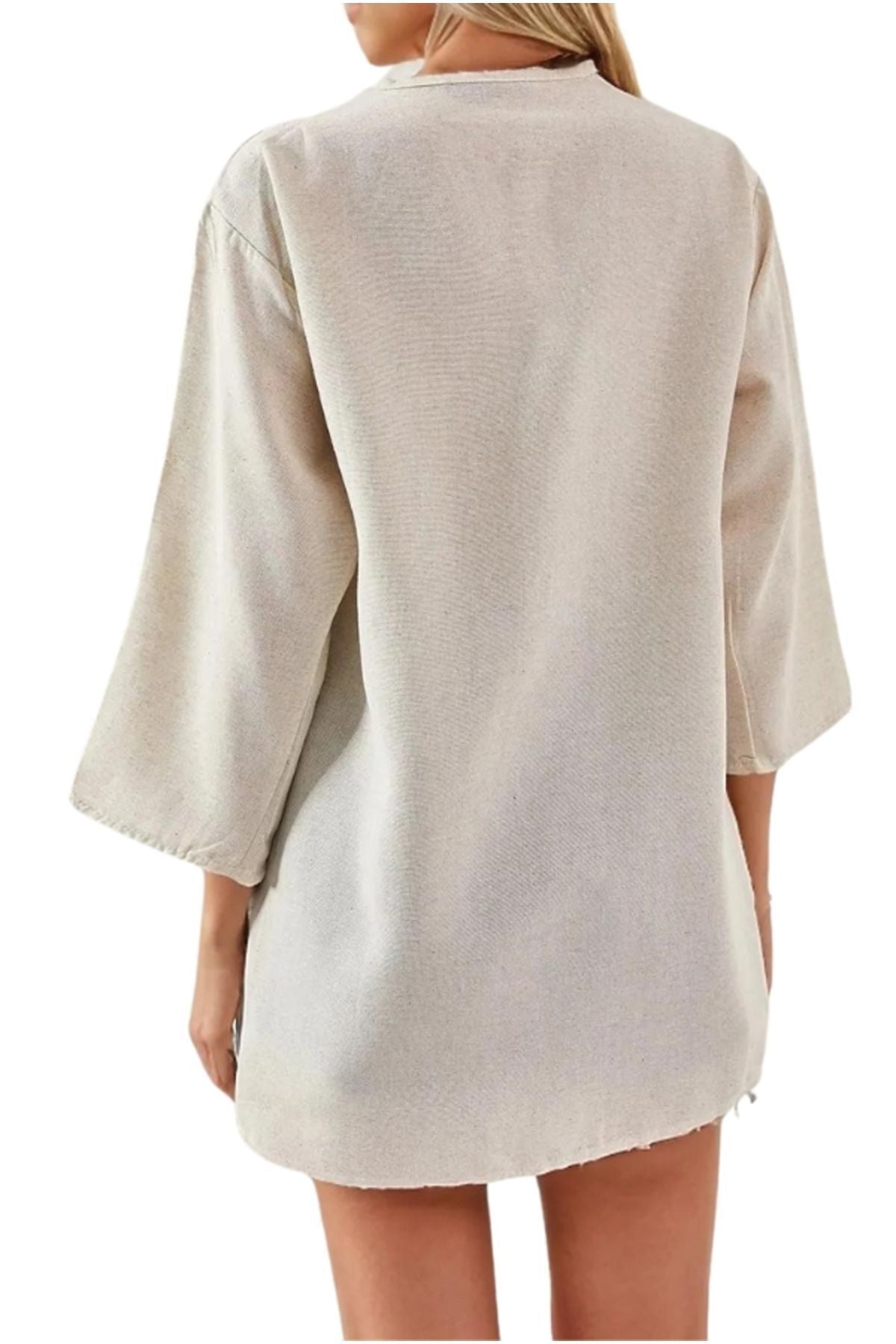 Catherine Women's Cotton Blend Relaxed Fit Kimono - Solid Cream