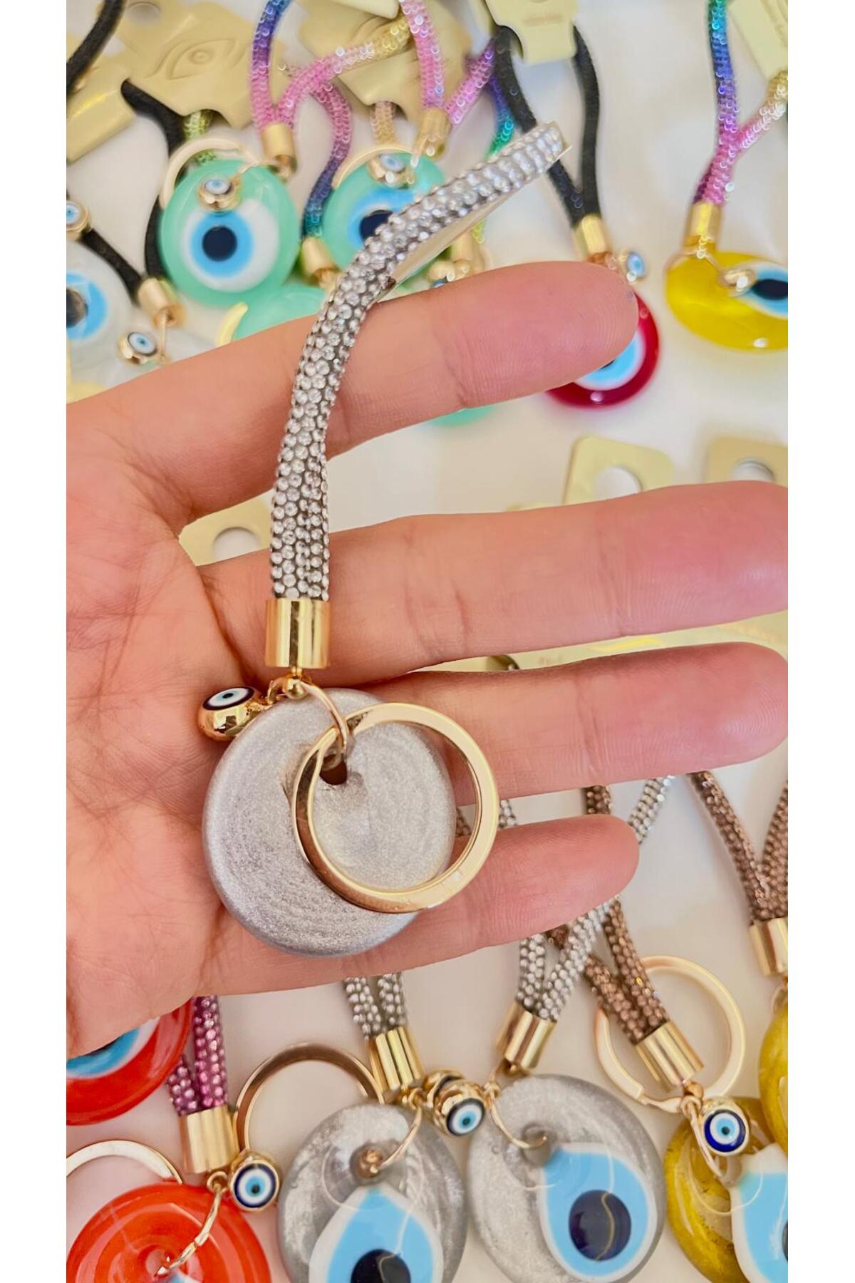 Meredith Glass Evil Eye Cord Charm - Silver-Tone