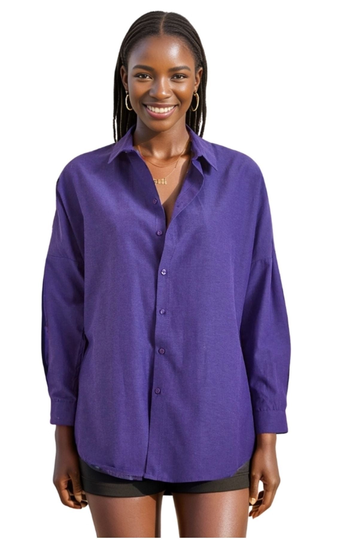 Melissa Women's Oversized Longline Shirt - Purple