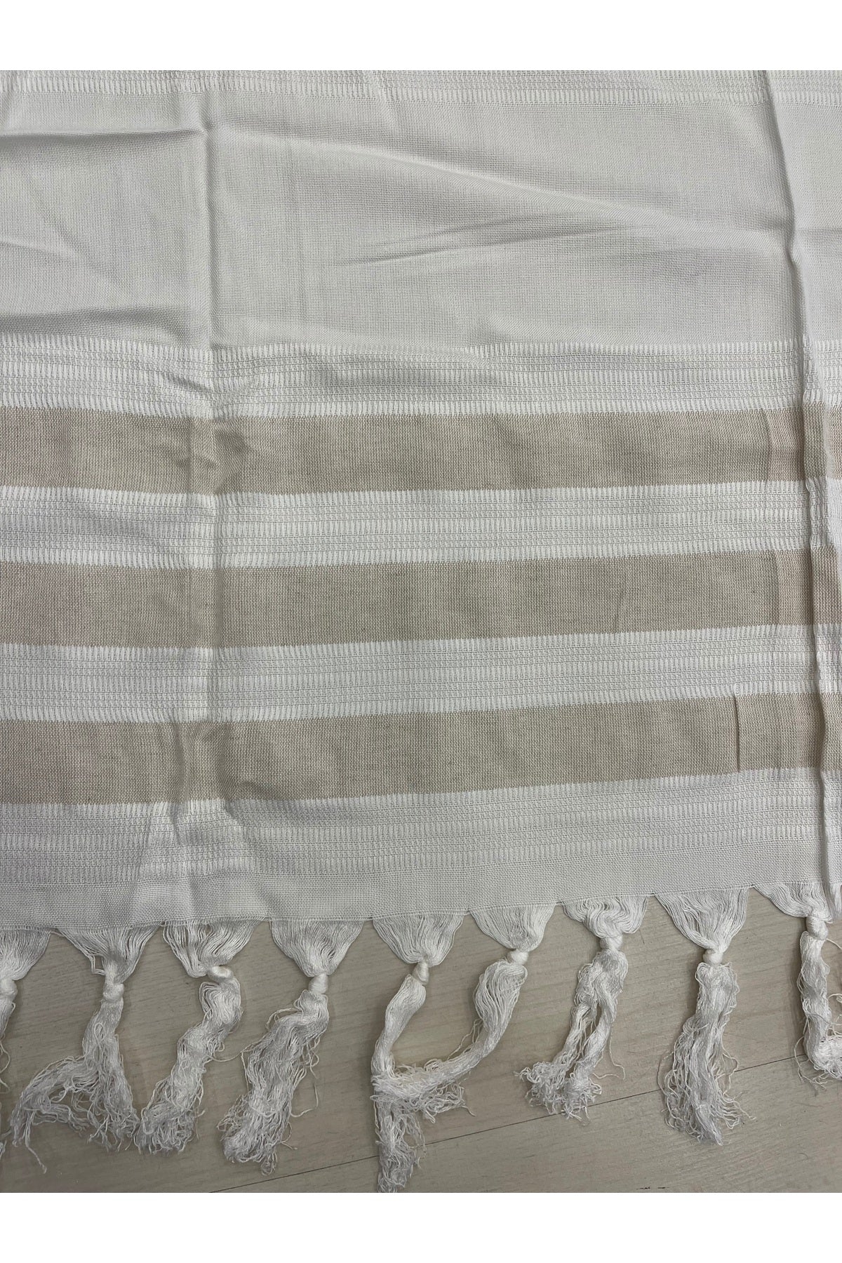 Mia Cotton Turkish Peshtemal Beach Towel - Stone Striped