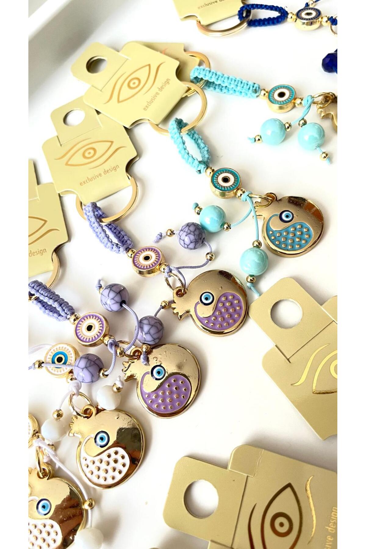 Abigail Silver-Plated Evil Eye Keychain - Red Balloon Design