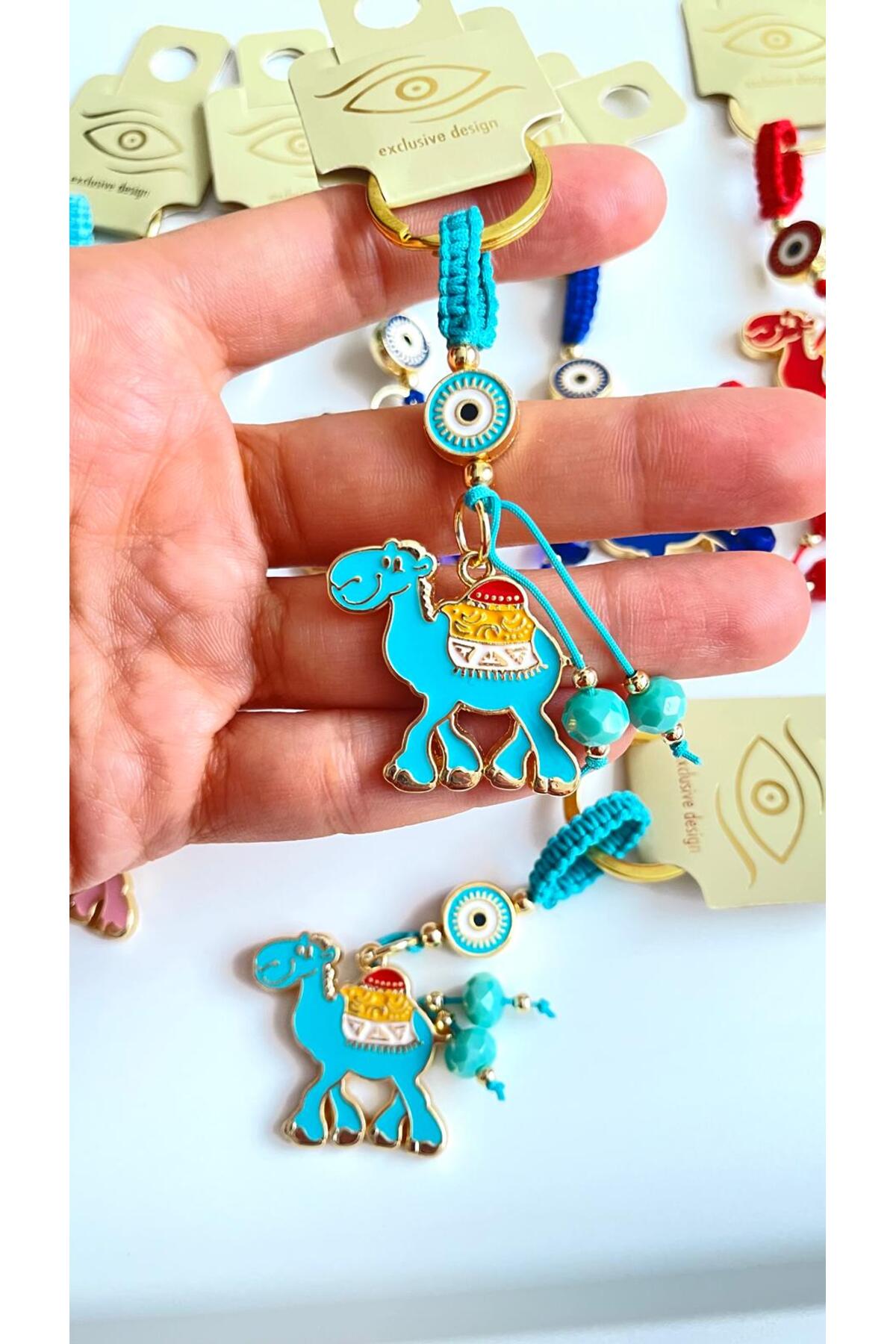 Bella Gold-Plated Animal Charm Keychain - Turquoise Camel Design