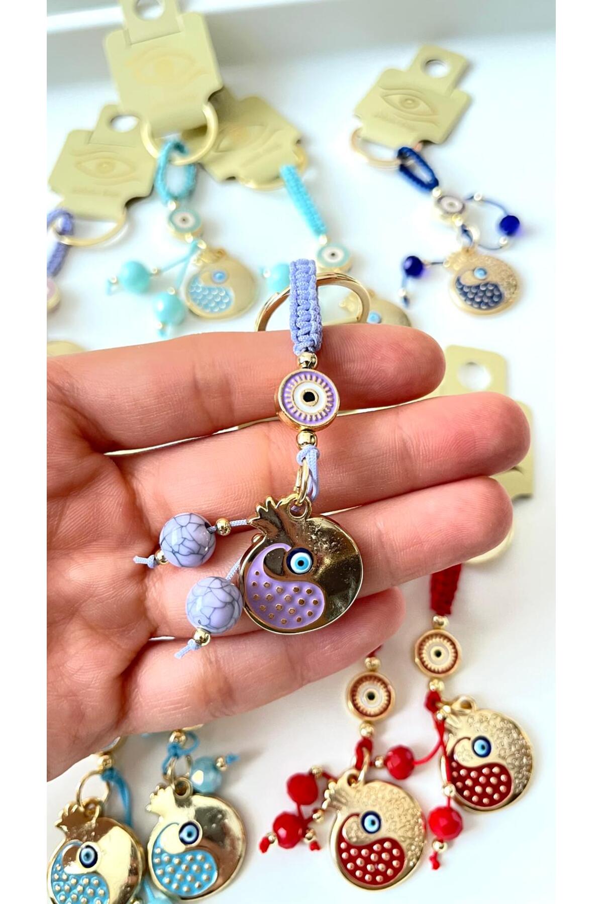Abigail Silver-Plated Evil Eye Keychain - Red Balloon Design